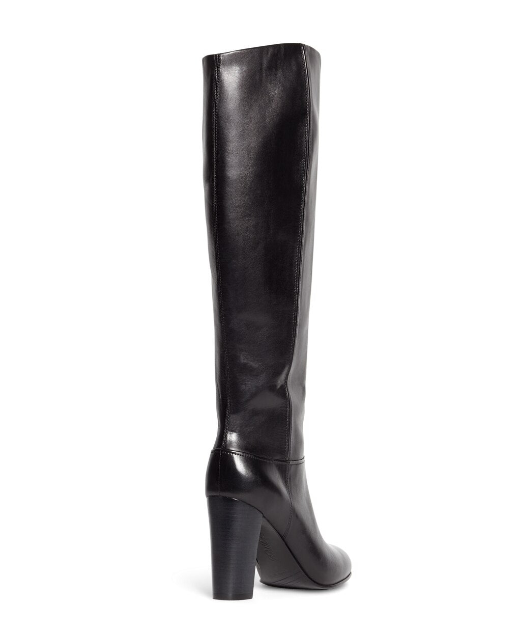 Tall Leather Stacked Heel Boots
