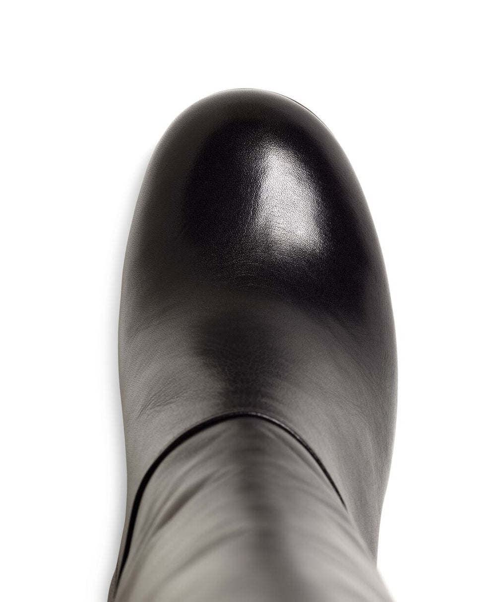 Tall Leather Stacked Heel Boots