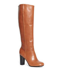 Tall Leather Stacked Heel Boots