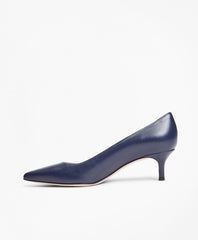 Leather Point-Toe Kitten-Heel Pumps