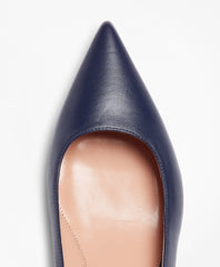 Leather Point-Toe Kitten-Heel Pumps