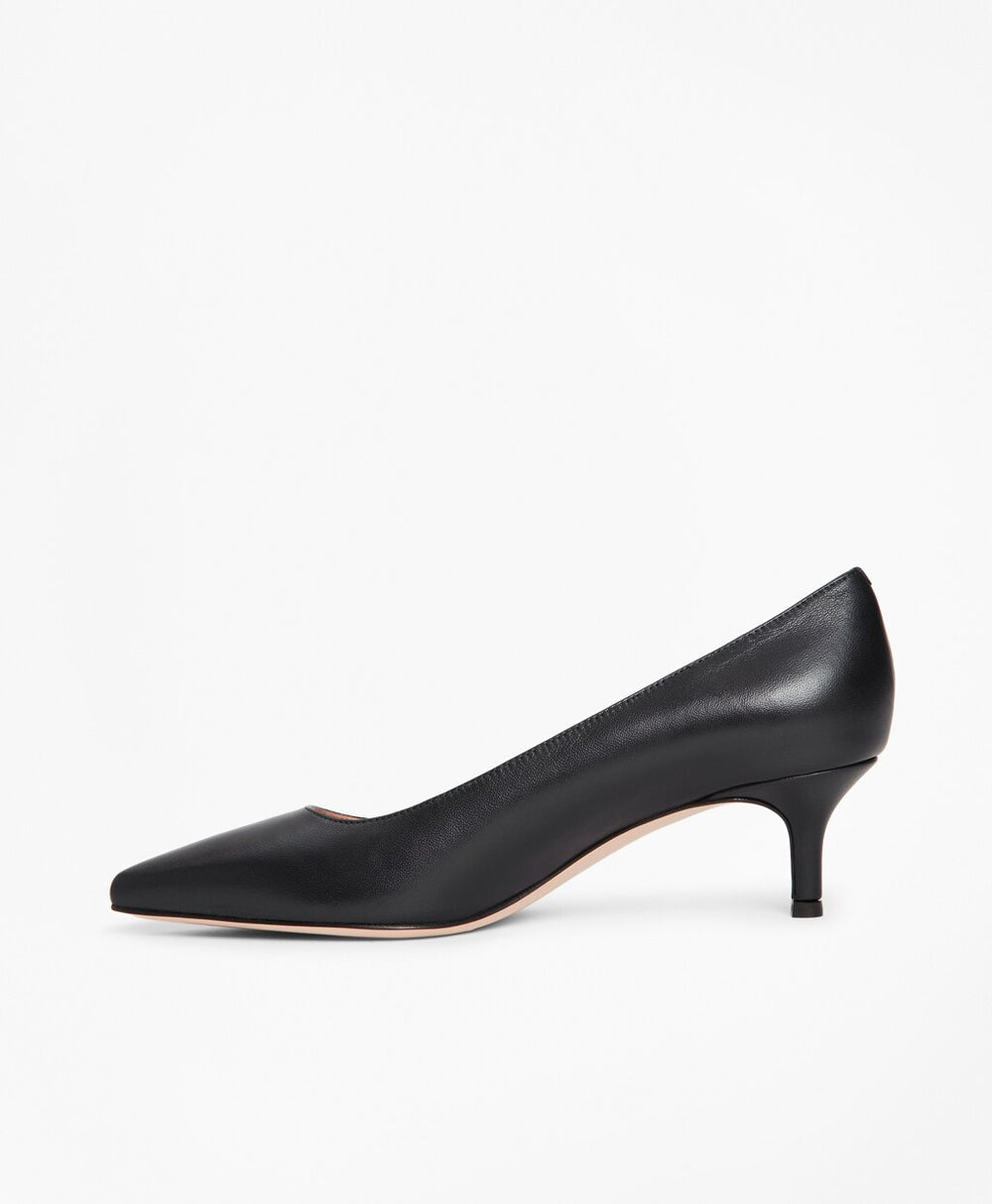 Leather Point-Toe Kitten Heels