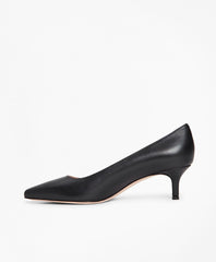 Leather Point-Toe Kitten Heels