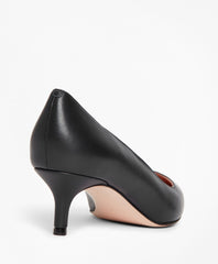 Leather Point-Toe Kitten Heels