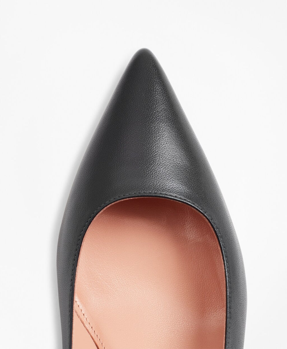 Leather Point-Toe Kitten Heels