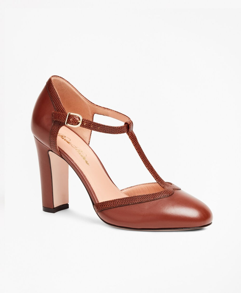 Leather T-Strap Pumps