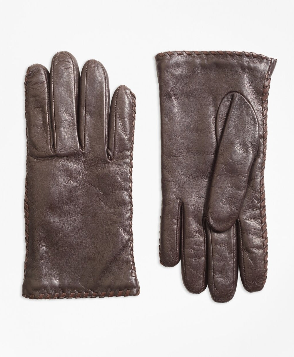 Whipstitched Cashmere-Lined Leather Gloves