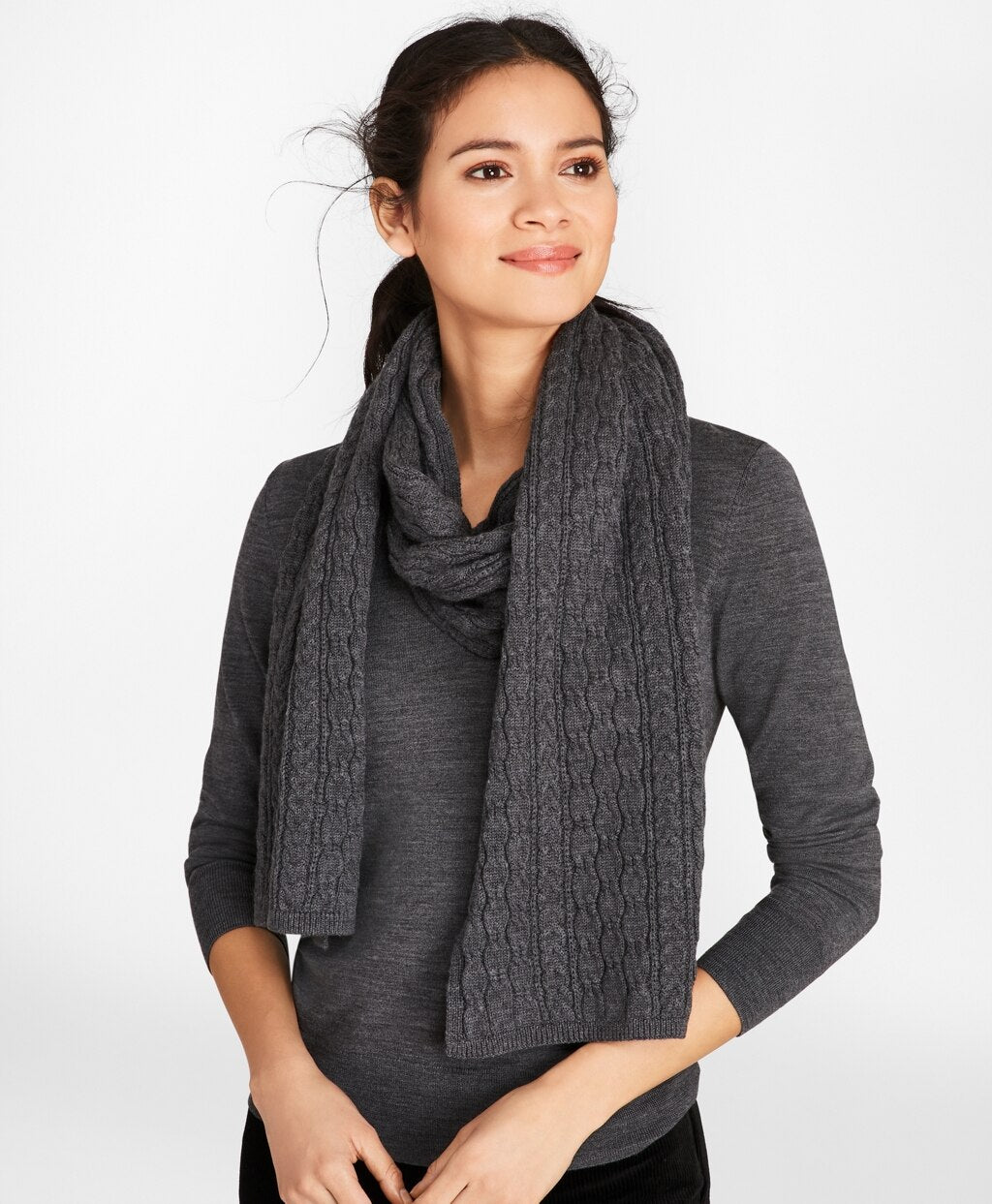 Cable-Knit Merino Wool Scarf