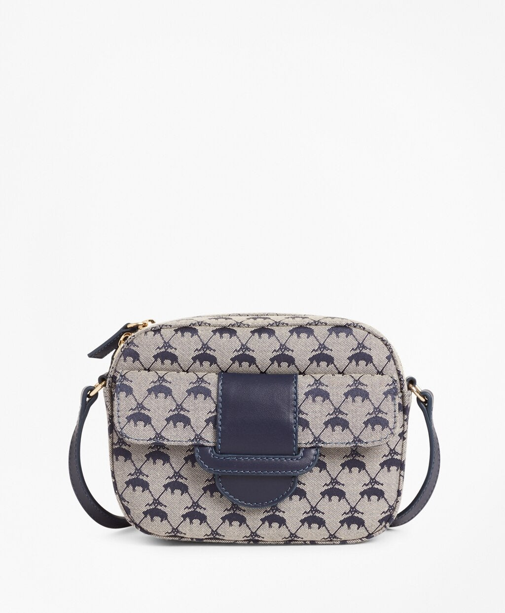Leather-Trimmed Logo Jacquard  Crossbody Bag