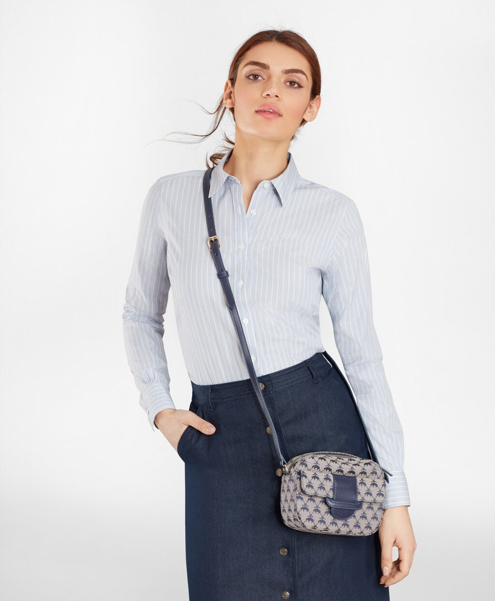 Leather-Trimmed Logo Jacquard  Crossbody Bag