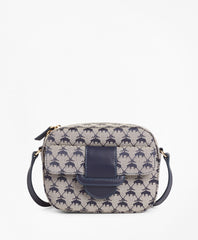 Leather-Trimmed Logo Jacquard  Crossbody Bag