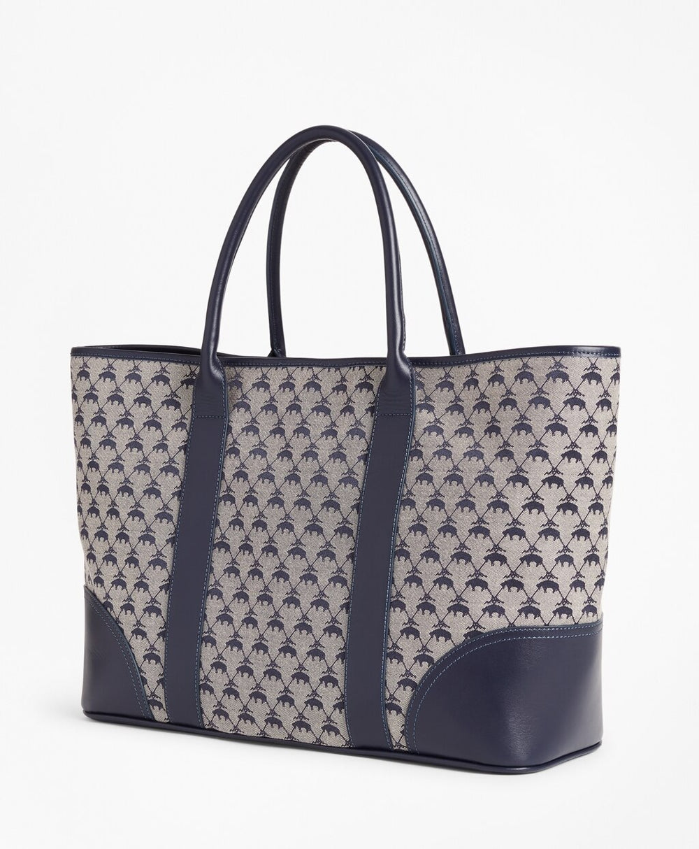 Leather-Trimmed Logo Jacquard Tote Bag