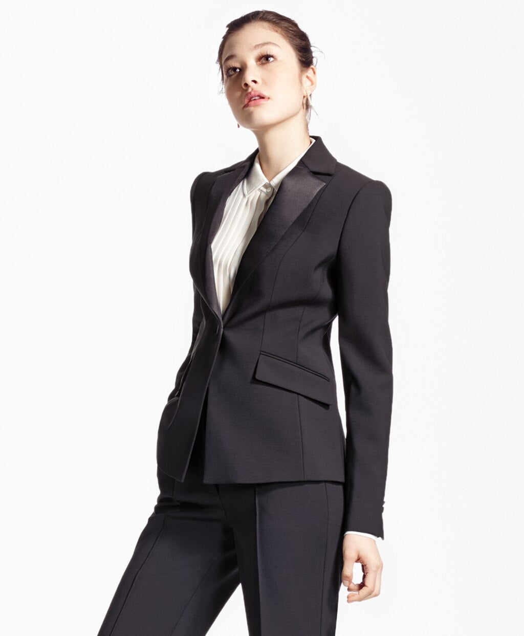 Single-Breasted Stretch Wool Tuxedo Jacket