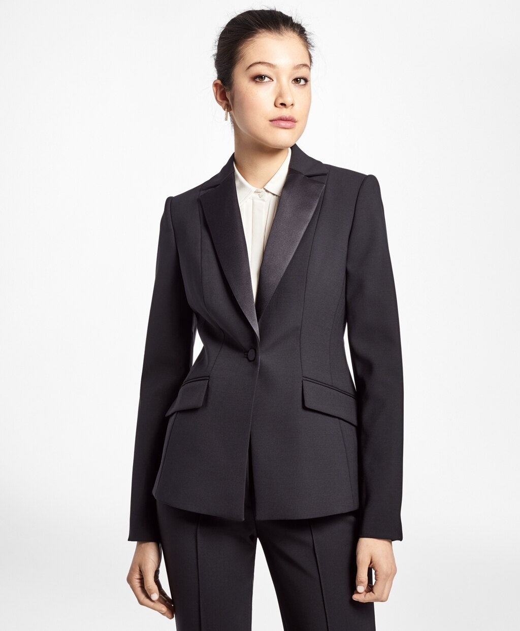 Single-Breasted Stretch Wool Tuxedo Jacket