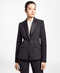 Single-Breasted Stretch Wool Tuxedo Jacket