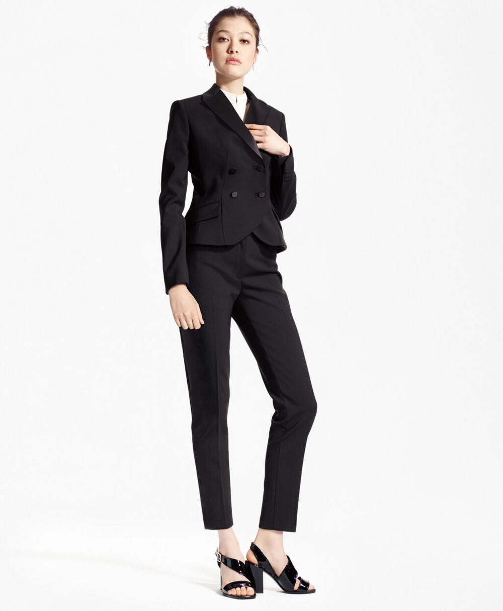 Double-Breasted Stretch Wool Tuxedo Jacket