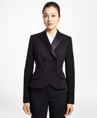 Double-Breasted Stretch Wool Tuxedo Jacket