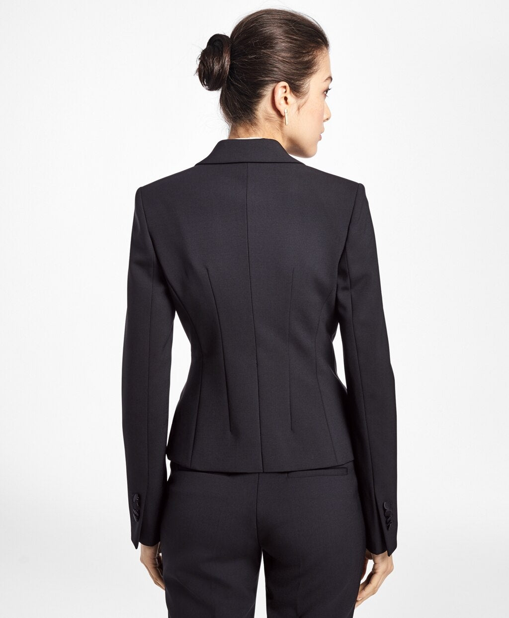 Double-Breasted Stretch Wool Tuxedo Jacket