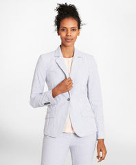 Striped Stretch Cotton Seersucker Jacket