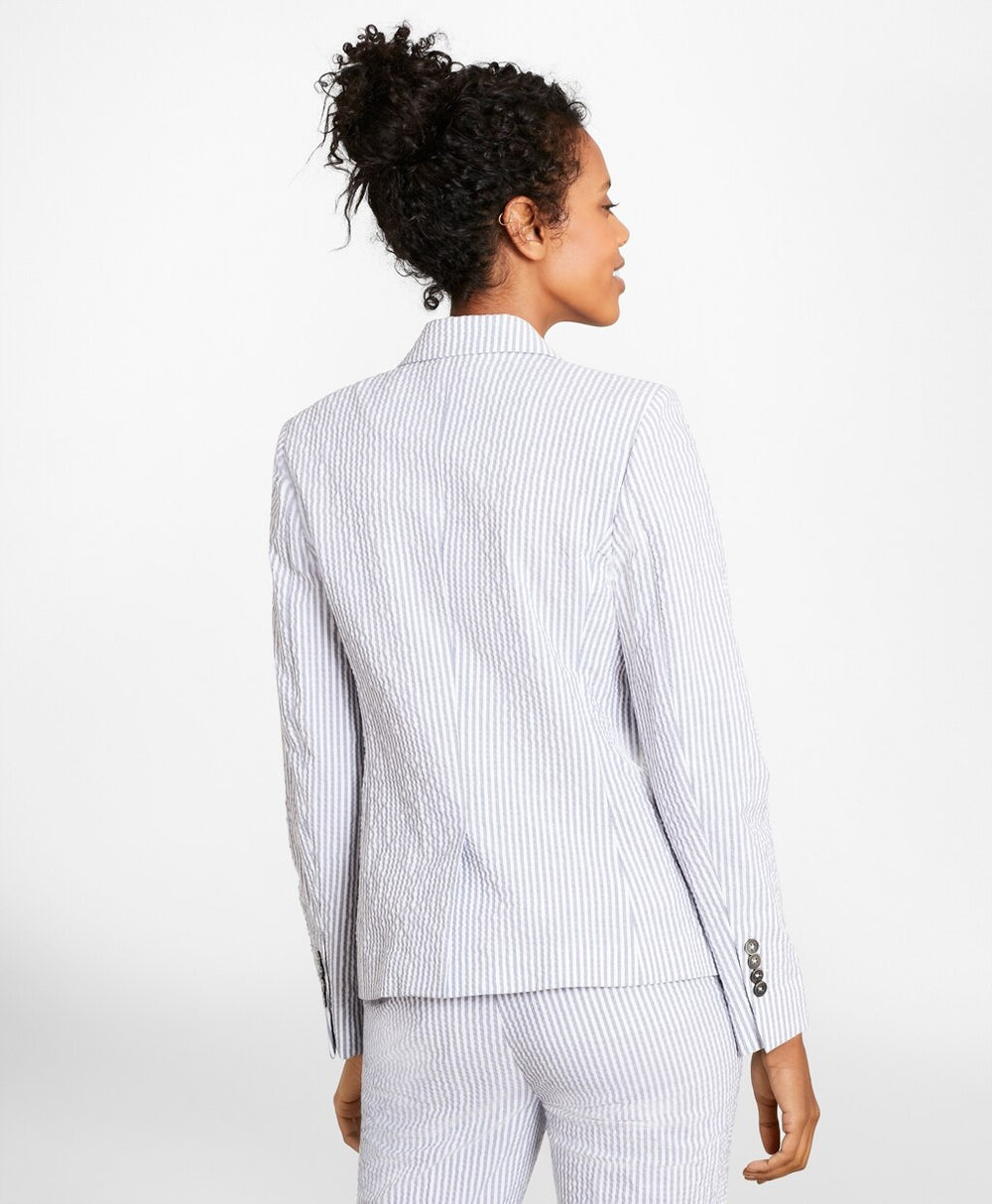 Striped Stretch Cotton Seersucker Jacket