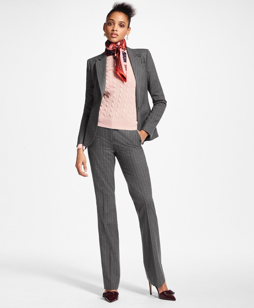 Pinstripe Stretch Wool Jacket