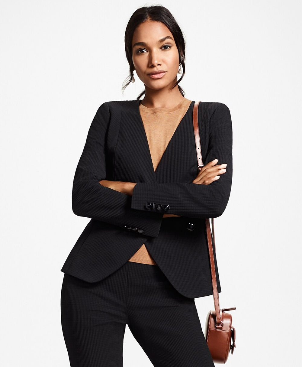 Stretch-Cotton Jacquard Double-Breasted Jacket