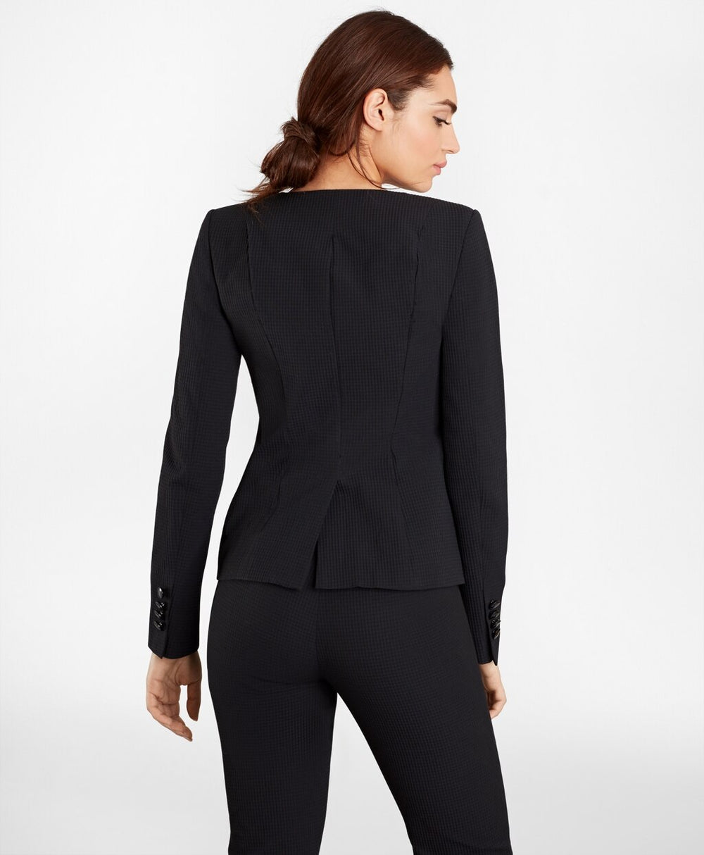 Stretch-Cotton Jacquard Double-Breasted Jacket