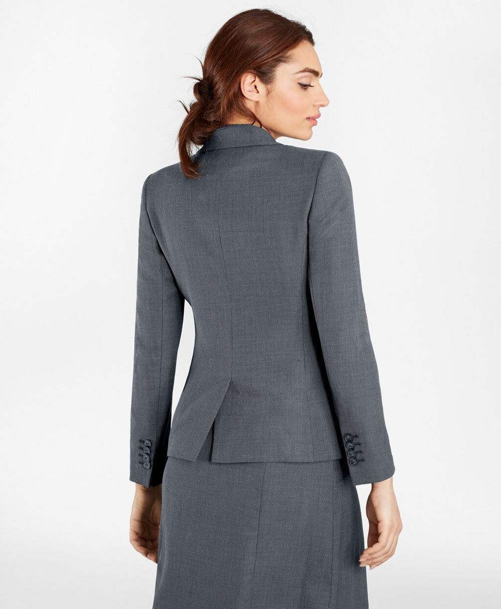Bird's-Eye Stretch-Wool One-Button Jacket