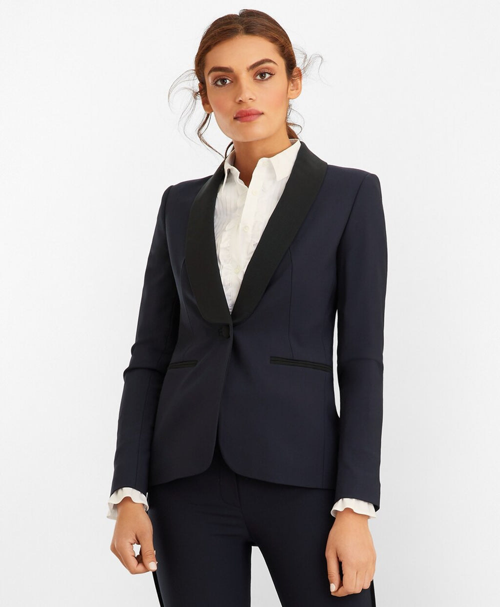Stretch-Wool Crepe Tuxedo Jacket