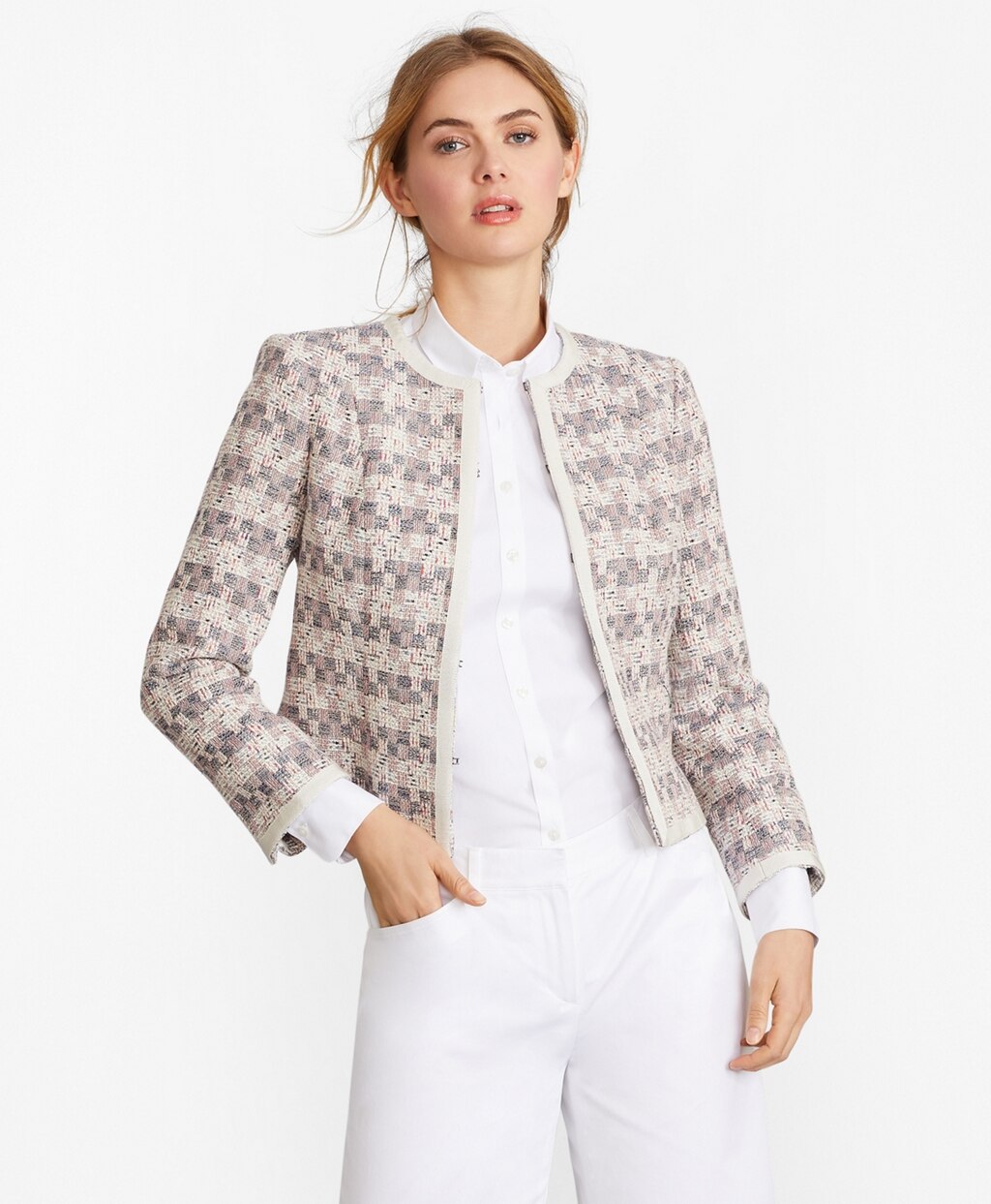 Checked Tweed Boucle Jacket