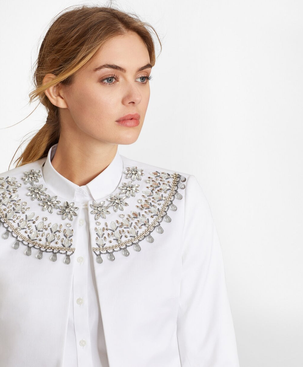 Beaded Cotton Sateen Jacket
