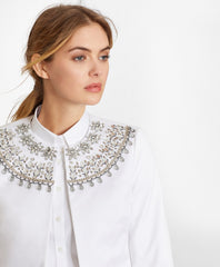 Beaded Cotton Sateen Jacket