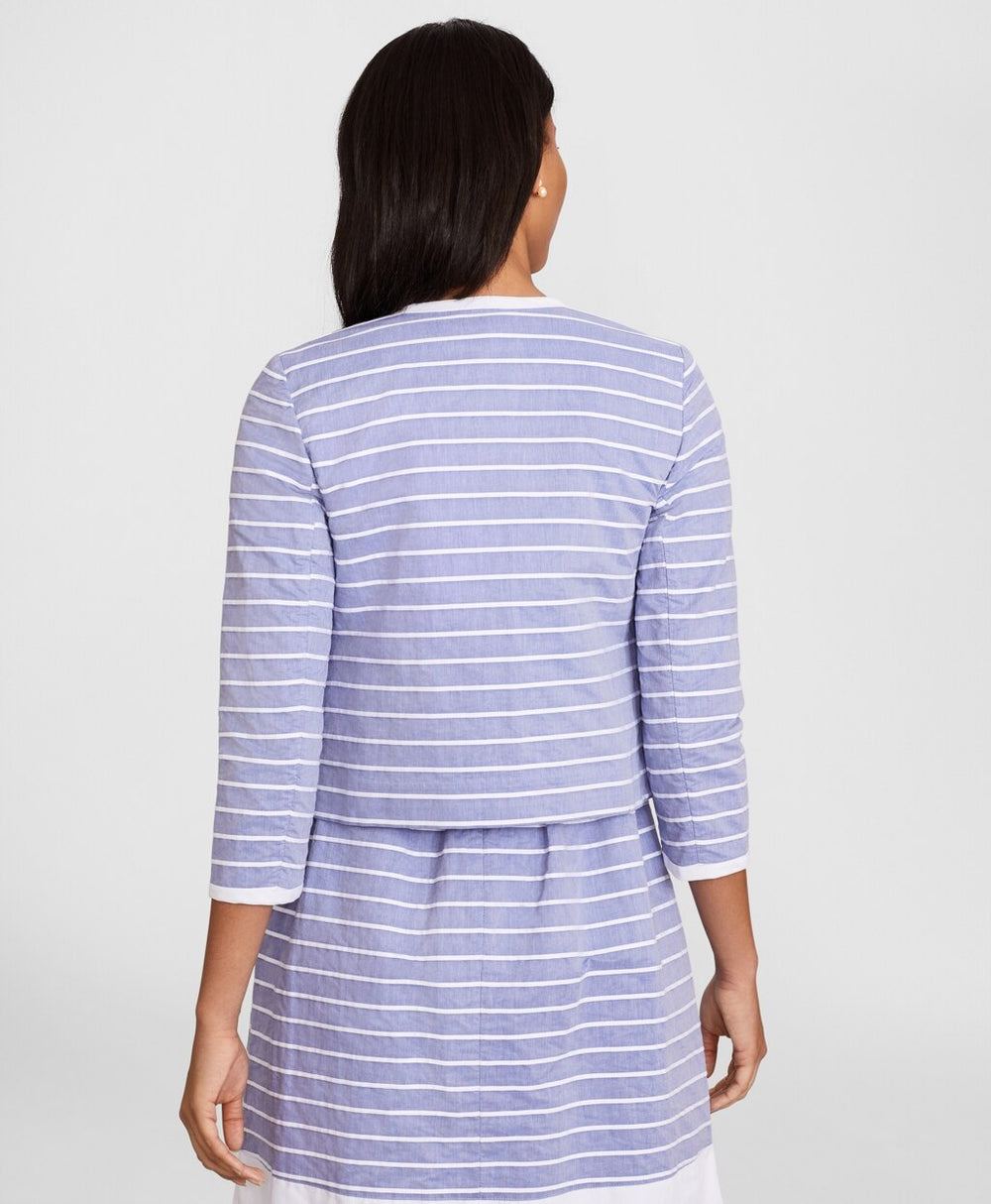 Striped Cotton Dobby Cropped Jacket