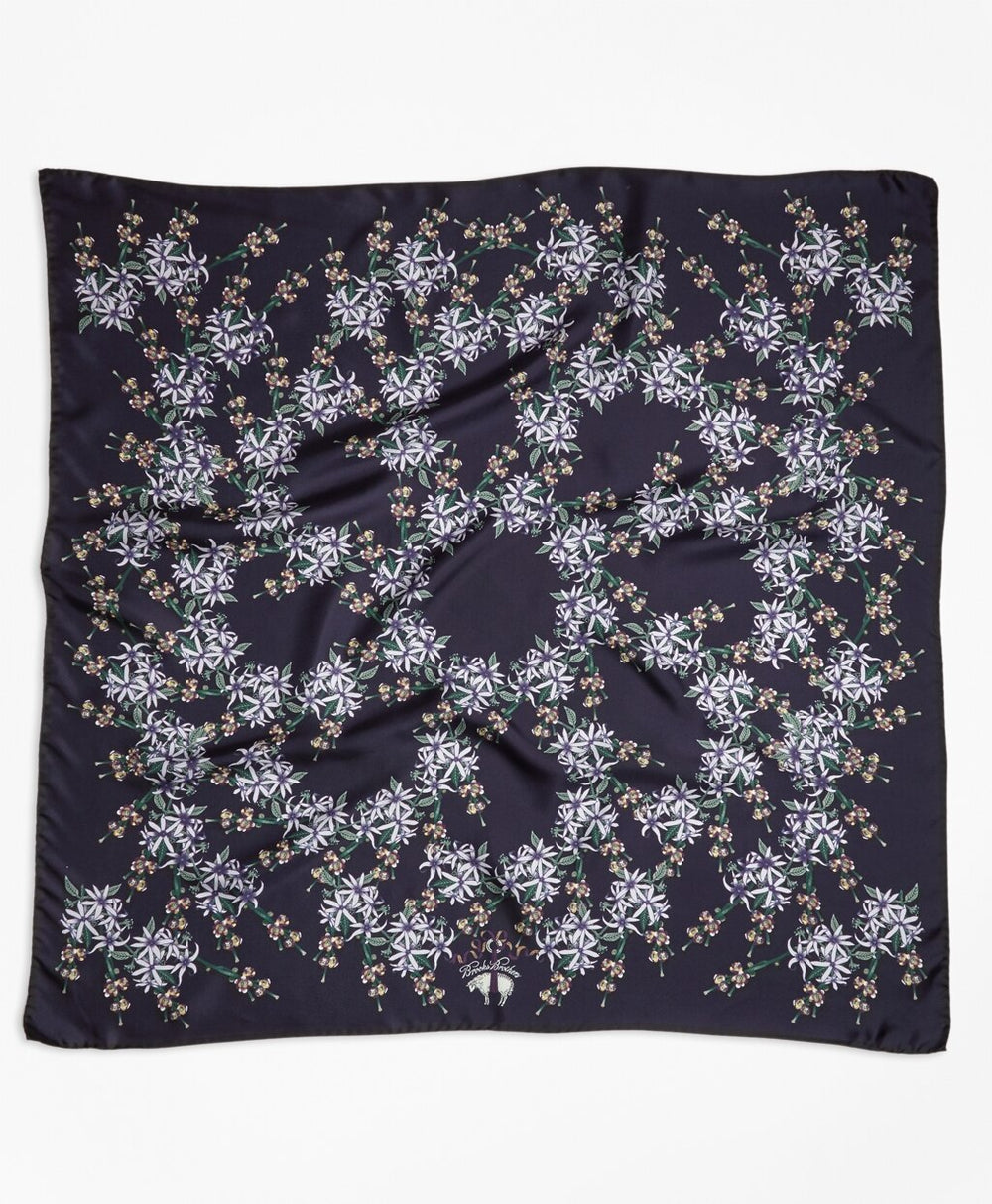 Wildflower-Print Silk Square Scarf