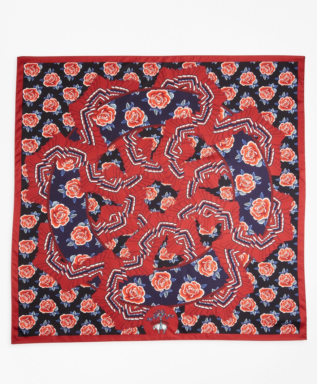 Rose-Print Silk Square Scarf