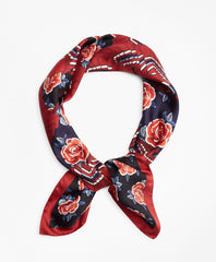 Rose-Print Silk Square Scarf
