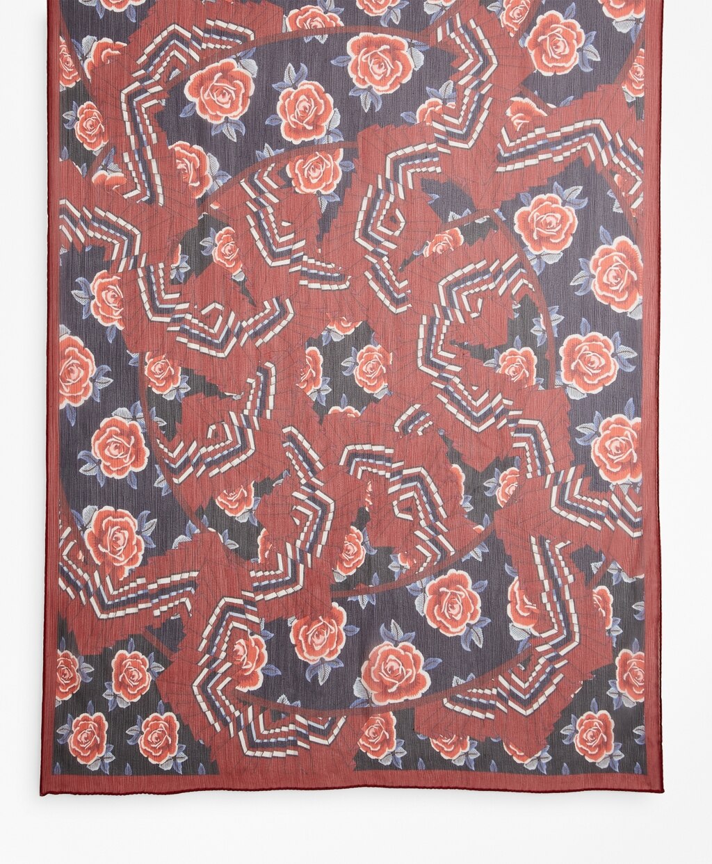 Rose-Print Silk Chiffon Oblong Scarf