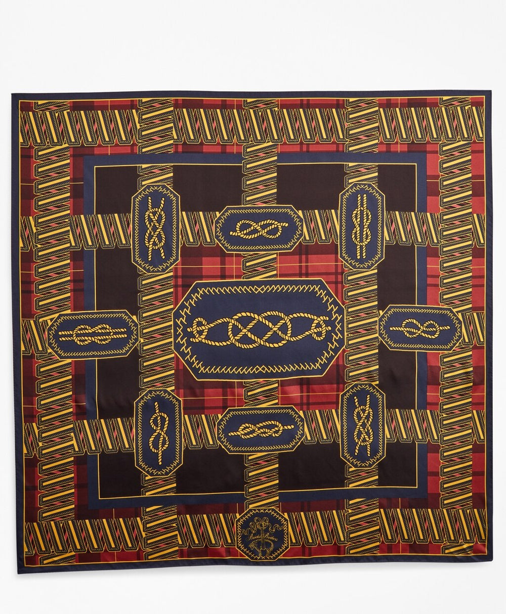 Knot-Print Silk Square Scarf