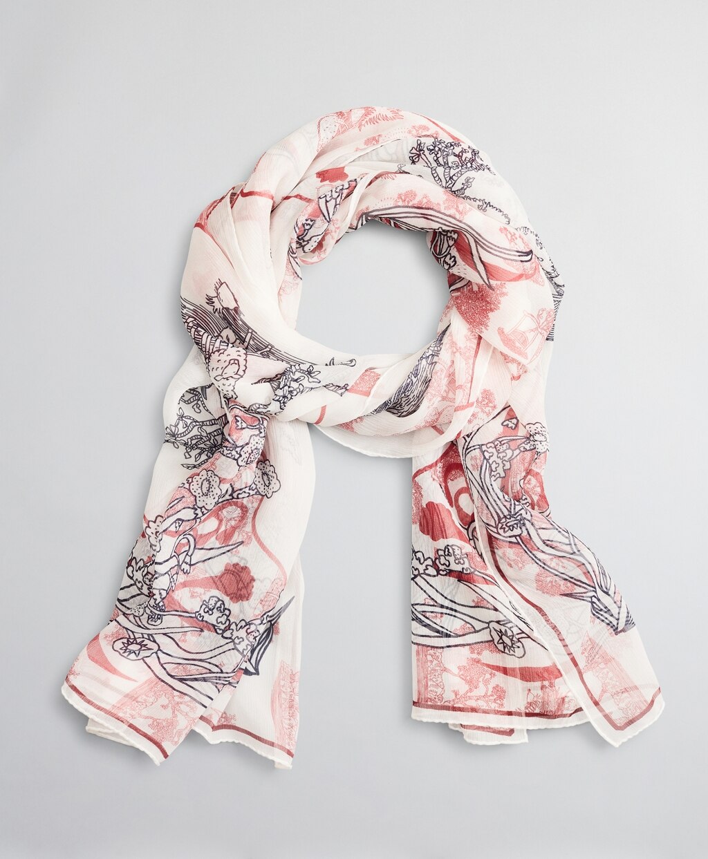 Toile Silk Chiffon Oblong Scarf