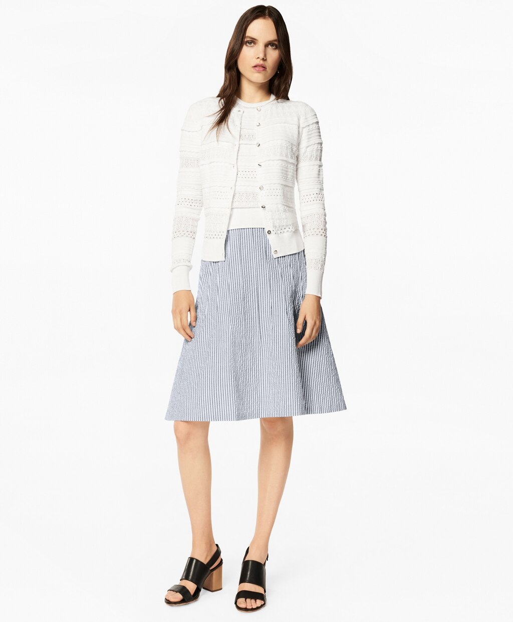 Striped Stretch Cotton Seersucker Skirt