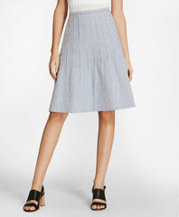 Striped Stretch Cotton Seersucker Skirt