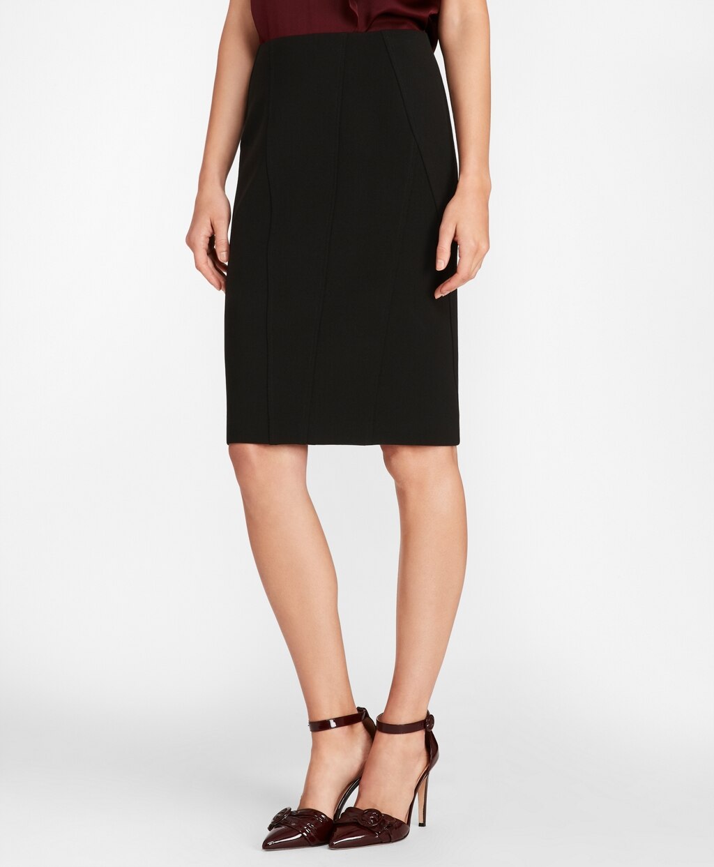 Stretch Wool Cavalry Twill Pencil Skirt