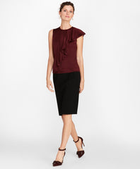 Stretch Wool Cavalry Twill Pencil Skirt