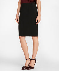 Stretch Wool Cavalry Twill Pencil Skirt