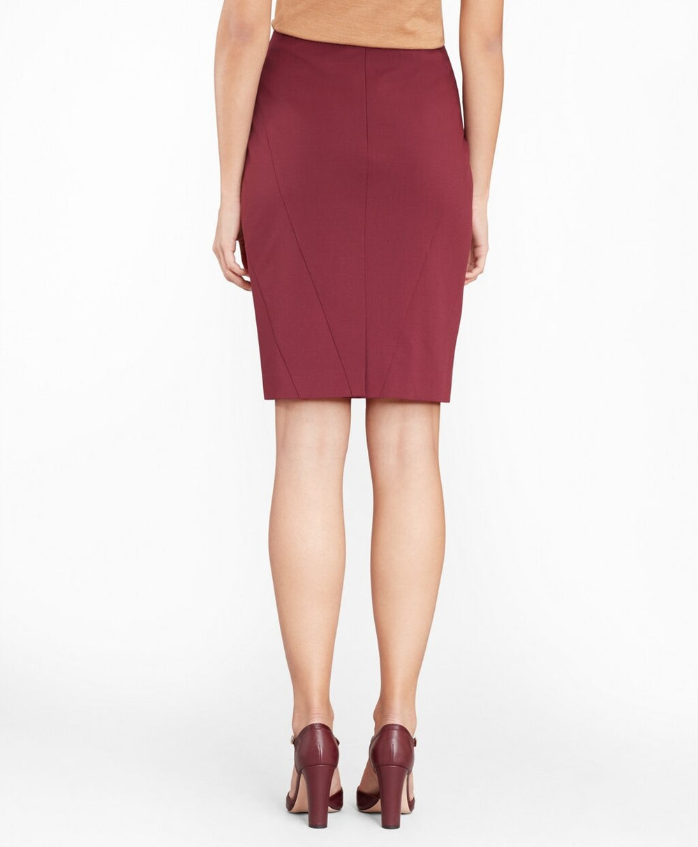 Stretch Wool Twill Pencil Skirt
