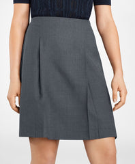 Bird's-Eye Stretch-Wool Pleated Skirt
