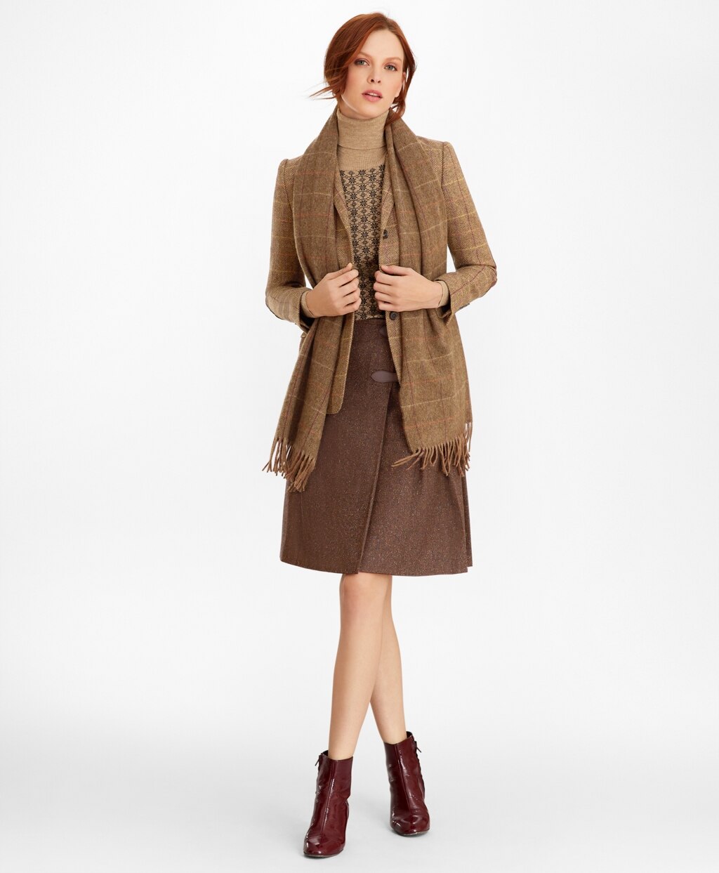 Stretch Wool-Silk Tweed Kilt