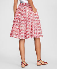 Cotton Eyelet Pleated Skirt