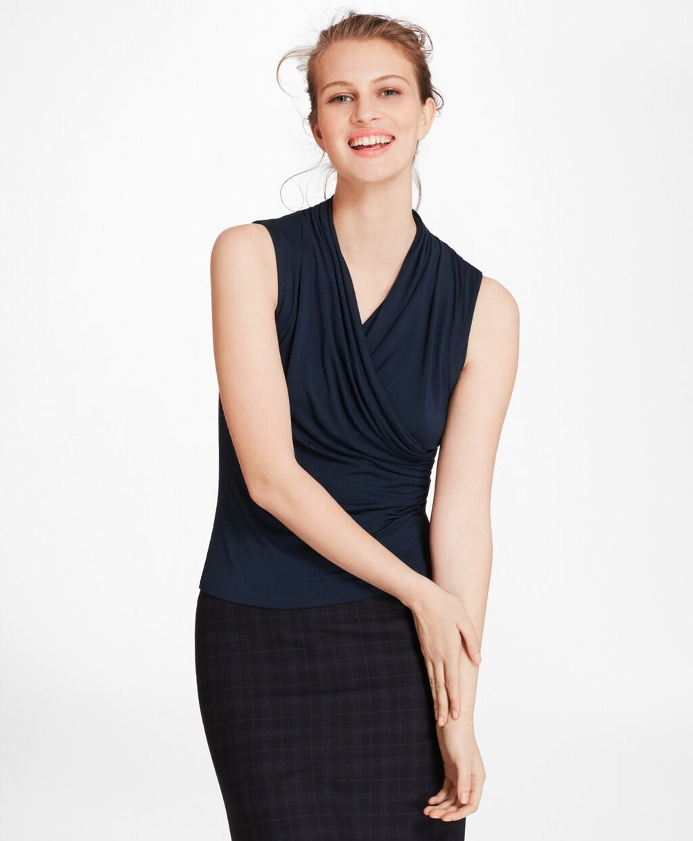 Jersey Faux Wrap Shell