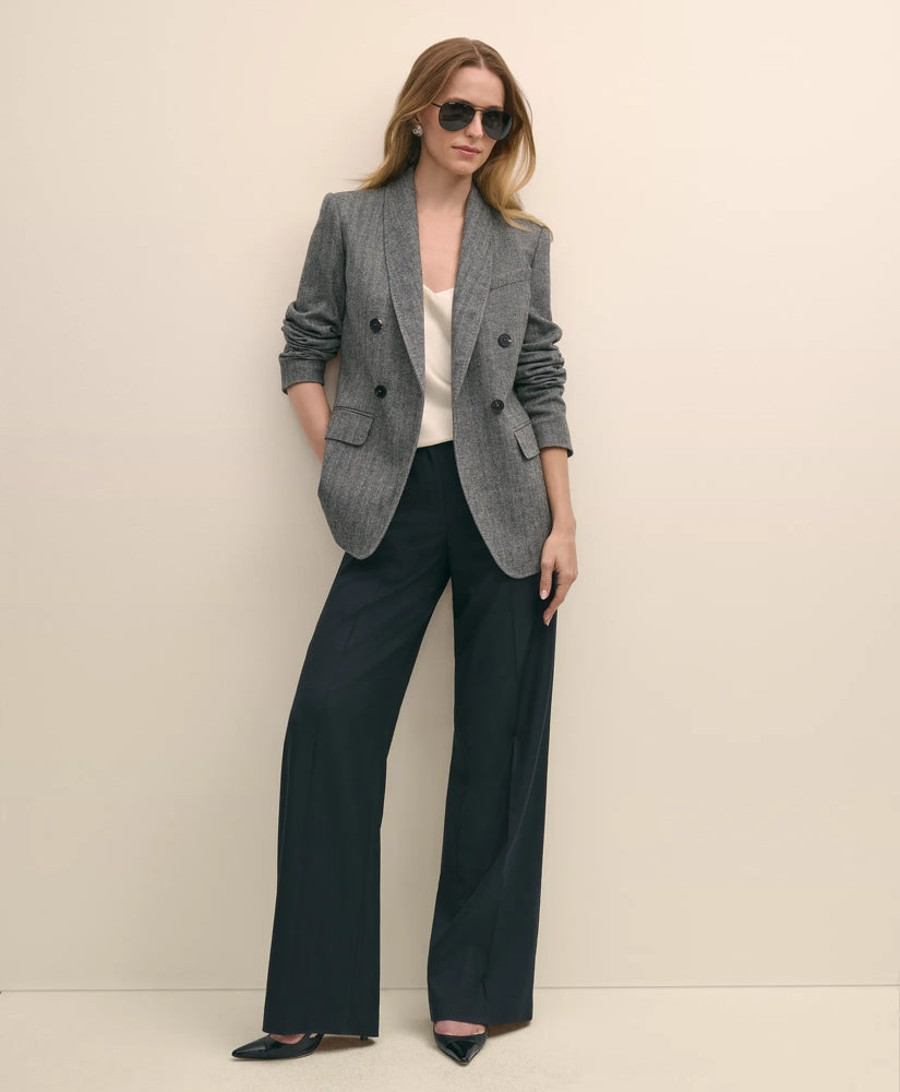 Wool-Blend Double-Breasted Herringbone Jacket